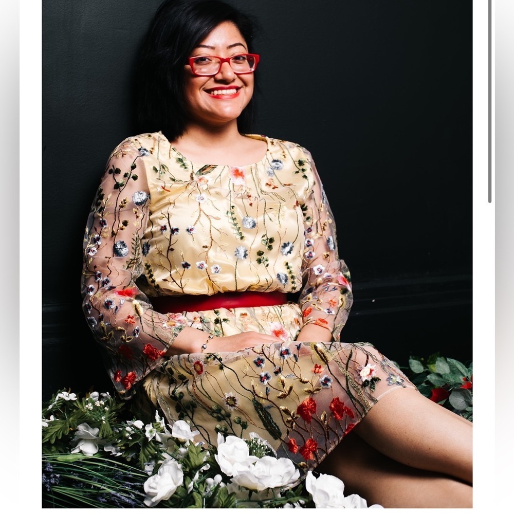 Tahari Arthur S. Levine Embroidered floral dress